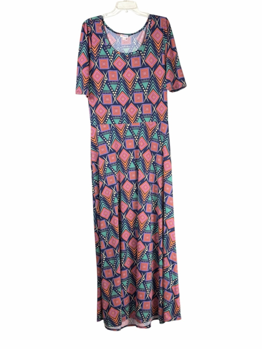 LuLaRoe Ana Maxi Dress Black Purple Geometric Womens Size 3XL